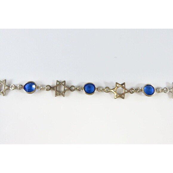 Judaism Star of David Link Bracelet in Sterling Silver 6 3/4" Lobster Clasp - Picture 3 of 6